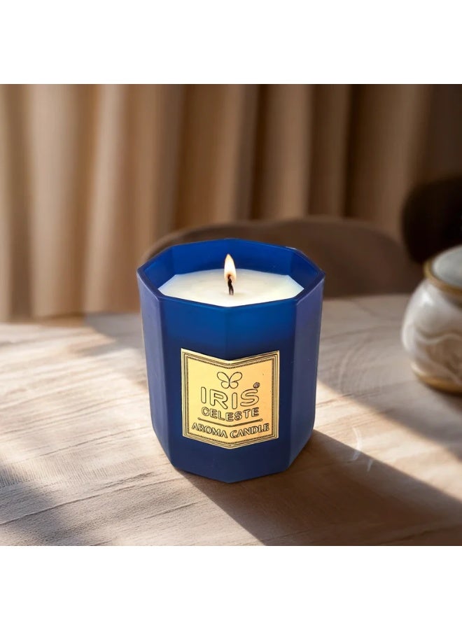 IRIS CELESTE Coral Blue Soy Wax Jar Candle with lid - 113grams, Scented candle 4oz | 25 Hours Burn-time | Soft Refreshing Fragrance | Perfect for Festivities & Gifting, Ceremonies, Meditation & Room Perfuming - Image 5